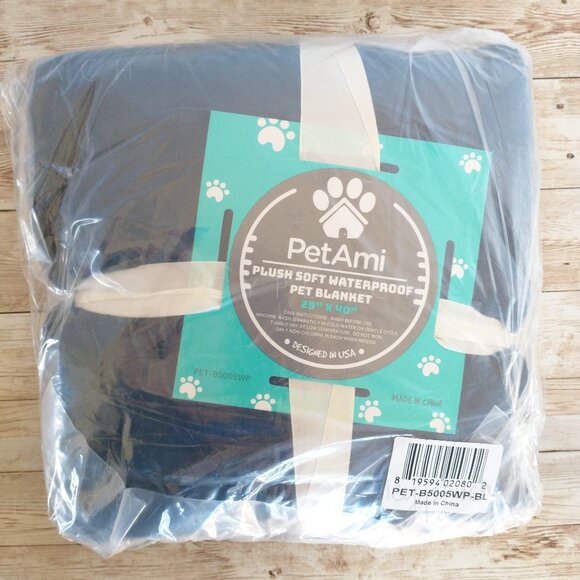 PetAmi Waterproof Pet Blanket 29”x40” Small Medium Blue/White Fleece Reversible - Picture 1 of 7